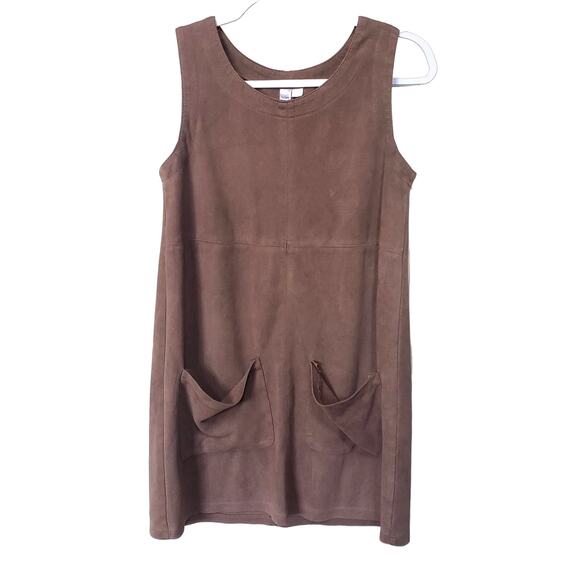 Alya Brown Faux Suede Sleeveless Dress With Pockets Size XS Minimalist - Picture 1 of 6
